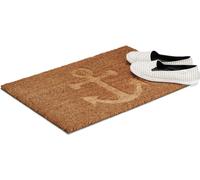 Relaxdays Paillasson fibres de coco ancre, PVC, Marron, 60 x 40 cm