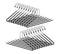 Relaxdays 10021075_683 Cintres à pantalons revêtement pvc antidérapant en métal 35 cm lot de 20, noir, 35 x 18 x 0,5 cm