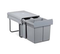 Relaxdays 10021230 Poubelle Tri Sélectif Recyclage 3 Compartiments, Plastique, Gris, 48 x 34,2 x 35,1 cm