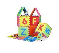Relaxdays 10021531 Tapis de jeu puzzle 86 pièces pour enfants lettres chiffres matelas mousse EVA lxP 180 x 180 cm, coloré