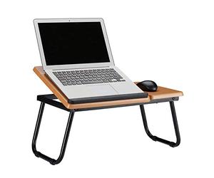 Relaxdays 10021563 Table Support Inclinable Ordinateur Portable, Bois MDF, pour Lit, Réglable HLP 23,5 x 56,3 x 31,6 cm, Nature, métal