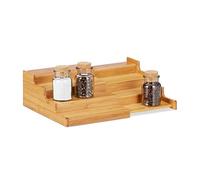 Relaxdays 10021572 Étagère à Épices en Bambou Extensible avec 4 Étages Aspect Naturel Résistant Humidité HLP 11x38,5x28 Nature, Standard