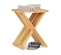 Relaxdays 10021853 Tabouret Bas Pliant en Bambou, Aspect naturel, Pliable Gain de place, Assise Enfants, 42 x 32 x 27 cm, Nature, HLP 42 x 32 x 27,5 cm