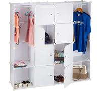 relaxdays 10021969_49 relaxdays Kleiderschrank transparent / weiß 12 Fachböden