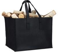 relaxdays 10021970_46 relaxdays Kaminholztasche 50,0 l schwarz 43,0 x 36,5 x 34,5 cm