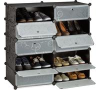 relaxdays 10021978_46 relaxdays Schuhschrank transparent/schwarz