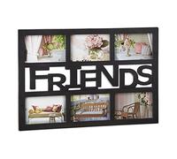 Relaxdays 10021992 Cadre photos Friends pour 6 photos Galerie Photothèque mural plastique HxlxP: 33 x 48 x 1,5 cm, noir
