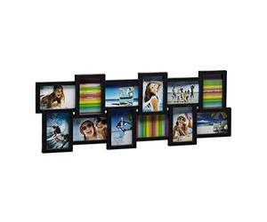 Relaxdays 10021995 Cadre photos pêle-mêle 12 photos Galerie mur cadre mural, noir,10 cm x 15 cm