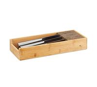 Relaxdays 10022169_58 Couteaux tiroir Bois Range-Couverts Extensible Cuisine Bambou, Naturel, 15,5 x 38 x 6,5 cm