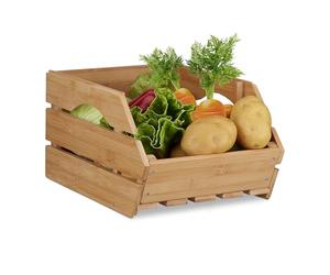 Relaxdays 10022220 Caisse en bois cagette bambou boîte de rangement empilable universelle HxlxP: 20,5 x 27 x 38 cm, nature, naturel, 48 x 27 x 20,5 cm