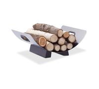 relaxdays 10022298_0 relaxdays Kaminholzkorb silber 41,0 x 33,0 x 16,0 cm