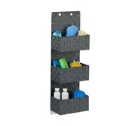 Relaxdays Organiseur de porte tissu à suspendre rangement mural à accrocher 3 compartiments HxlxP: 75x25x15 cm, gris