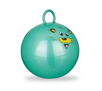Relaxdays 10022554 _ 53 hüpfball Enfant, souris, avec poignée, pour l'intérieur et l'extérieur, avec motif animalier, souple, diamètre : 45 cm, vert, 45 x 45 x 55 cm