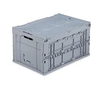 Relaxdays 10022590_111 Boîte de Transport, Stable, pour Commerce, de qualité 60 litres HxlxP 32,5x58,5x39,5cm, Grise, polypropylène, Gris, Taille Unique