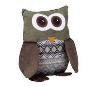 Relaxdays 10022828 Butoir Chouette arrêt Hibou cale Tissu Sable butée Porte HxlxP: 24 x 14 x 14 cm, Brun, Marron, 14 x 14 x 24 cm