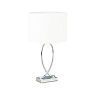 Relaxdays 10022850 Table argenté Abat-Jour Rond Lampe de Chevet Moderne Design Fer HxlxP: 51 x 28 x 28 cm, Blanc, Caoutchouc, 40 W, 28 x 28 x 36 cm