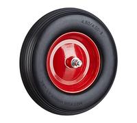 Relaxdays 10022852_46 brouette, Roue de Rechange avec axe, 4.80 4.00-8, Caoutchouc PU essieu 100 kg, Noir Rouge