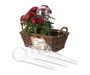 Relaxdays 10023226_50 Lot de 4 balles système d'arrosage à Double semaines, escamotable, Plantes en Plastique Transparent PVC, 8 cm