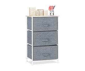 Relaxdays 10023328_469 Meuble rangement 3 commode étagère tiroir tissu HxlxP: 73 x 45 x 30 cm, gris, Variante A