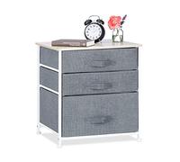 Relaxdays 10023328_491 Meuble rangement 3 commode étagère tiroir tissu HxlxP: 53 x 48 x 40 cm, gris, Variante C