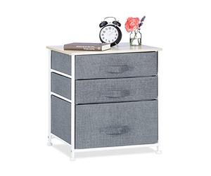Relaxdays 10023328_491 Meuble rangement 3 commode étagère tiroir tissu HxlxP: 53 x 48 x 40 cm, gris, Variante C