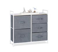 Relaxdays 10023328_530 Meuble rangement 5 commode étagère tiroir tissu HxlxP: 77,5 x 83 x 29 cm, gris, Variante F