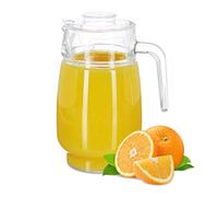Relaxdays 10023432, transparent Carafe avec couvercle, cruche 1,5 litre, pichet en verre, jus, thé glacé, avec anse