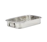 Relaxdays 10023739_58 Four avec Grillage, en Acier Inoxydable, Lavable à la Machine, Plat à rôtir, argenté