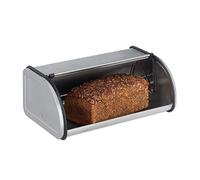 Relaxdays 10023832, argenté Boîte inox, conserver pain viennoiserie gâteaux, caisse couvercle coulissant