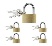 Relaxdays 10024069 Lot de 5 avec 10 clés, 35 mm,Cadenas pour Valise ou casier, en Acier, doré, Or, 3,5 x 2,5 x,8 cm