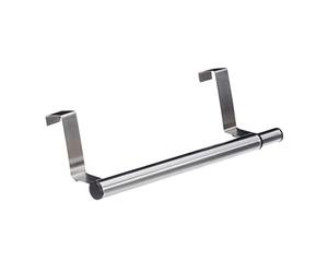 Relaxdays 10024088 Barre étirable support serviettes inox à suspendre porte armoire, 40 cm max, argenté, plastique, 8,5 x 25,5 x 9 cm