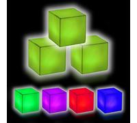 Relaxdays 10024111, Blanc Lampions Cubes LED, Lot de 3, Changement de Couleurs, éclairage d’Ambiance, déco, 6,5 x 6,5 x 6,5 cm