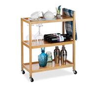 Desserte de Cuisine Bambou - RELAXDAYS - 3 étages - Roulette Rotation 360° - HxlxP 76 x 58 x 30 cm - Nature