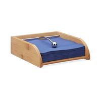 Relaxdays 10024199 Porte-serviettes en bois pour serviettes 33 x 33 cm avec lesté plat et plateau de serviette en bambou naturel