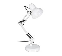 Relaxdays 10024270_49 Lampe Retro, Bras articulé Flexible,Veilleuse Lecture Bureau, métal, E27, HlP: 50x27x15 cm,Blanche, Plastique, Blanc, 1