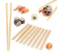Relaxdays 10024279 Baguettes Asia Deluxe, Lot de 10 Paires, réutilisables, asiatiques, sushis, Riz, 24 cm de Long, Bambou, Nature