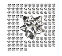 Relaxdays 10024286_55 Lot de 100 Petits nœuds décoratifs pour Noël et Anniversaire Argenté Ø 5 cm, 2 x 5 cm