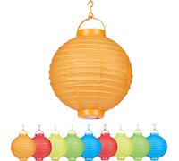 Relaxdays, coloré Lampion chinois LED abat-jour papier lanterne boule 20 cm rond décoration set de 10 à piles