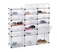 relaxdays Étagère à chaussures en plastique avec 18 compartiments