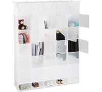 Penderie Armoire Cubes étagère Rangement 25 casiers Plastique modulable DIY bibliothèque Hxl 234x180 cm, Blanc