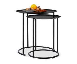 Relaxdays 10024574 Basse d'appoint gigogne Lot de 2, Nuit Ronde, Tables de Chevet, H x D : 50 x 50 cm, Anthracite, Acier