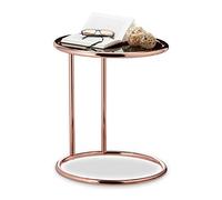 Relaxdays 10024579 d'appoint, verre noir fini cuivré, chevet ronde, Table café, bistrot, salon, HxD 52x45 cm, acier, 1 élément