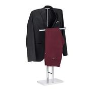 Relaxdays 10024586 Valet de chambre chrome, chevalet, portant habits, de nuit, porte-vêtements, HlP 106x49x20 cm, argent, acier, plastique, 106 x 49 x 20 cm