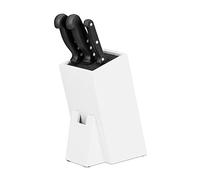 Relaxdays 10024667 Bloc Bambou Porte Bois 6 Couteaux Rangement Couverts Cuisine, HxlxP 25x11x17 cm, Blanc