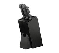 Relaxdays 10024669 Bloc Bambou Porte Bois 6 Couteaux Rangement Couverts Cuisine, HxlxP 25x11x17 cm, Noir