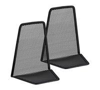 relaxdays 10024811_46 Serre Livre, Presse-Papier, Set de 2, métal Design Maille, HxlxP: 14,5 x 12,5 x 9 cm, Noir, Acier