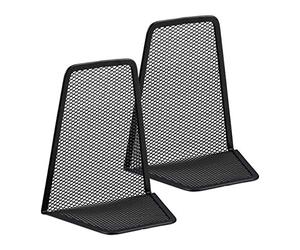 relaxdays 10024811_46 Serre Livre, Presse-Papier, Set de 2, métal Design Maille, HxlxP: 14,5 x 12,5 x 9 cm, Noir, Acier
