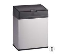 Relaxdays 10024948_816 Poubelle cosmétiques, acier inoxydable, corbeille en métal pour la salle de bains, cuisine, 3 litres, argenté, inox, plastique, 1