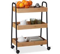 relaxdays Chariot de service brun, noir 49,5 x 28,0 x 70,0 cm