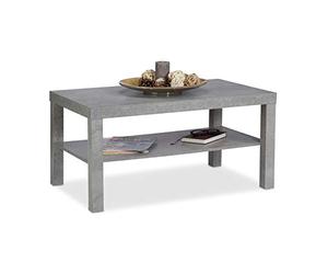 Relaxdays 10025153 basse table d'appoint, salon, canapé, aspect béton, étagère, MDF, H x L x P 45 x 90 x 55 cm, gris clair, 1 élément